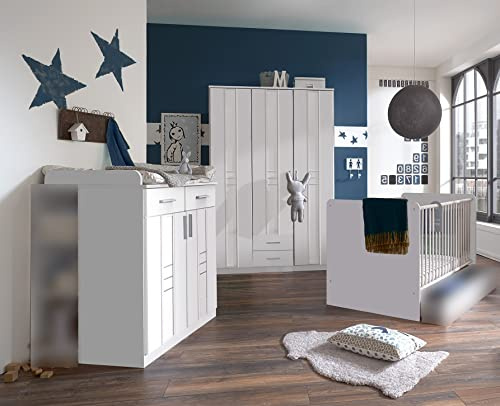 M Möbel-Direkt Babyzimmer Bela Borkum Kinderzimmer Komplett Set Weiß