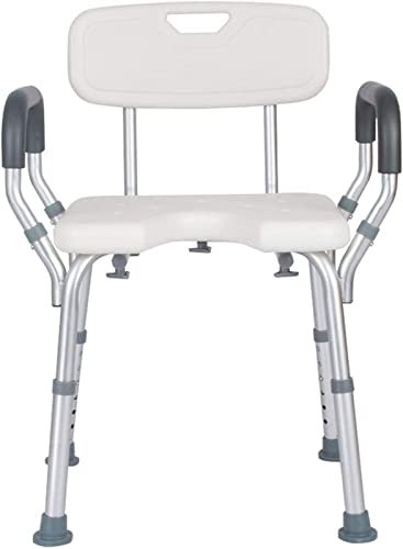 Sedia da doccia resistente con braccioli schienale e sgabello per anziani, anziani, disabili e disabili, sedile per vasca da bagno per sicurezza e comfort