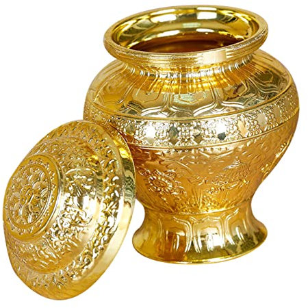 MAGICLULU Antike Buddhistische Dekorationsflasche Mit Öppnungsfähigem Deckel Kleine Angebotsflasche Aus Legierung Für Desktop Buddha Aufbewahrung Und Schmuck