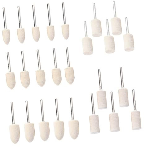 ULTECHNOVO 25pcs Wool Polishing Wheel Set Polishing Heads for Glass Stainless Steel Jewelry Mechanical Parts Wool Pad for Beauty Equipment