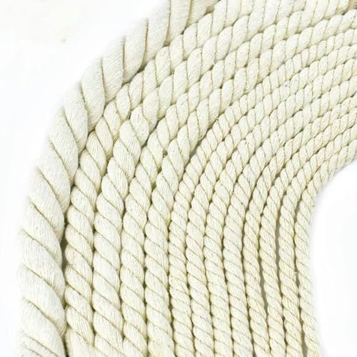 5 m, 5/6/7/8/10/12/15/18/20 mm, gedrehte Baumwollkordel für Taschen, dekorativ, hochfest, 3-teilig, Seile zum Selbermachen, Nähen, Textilzubehör, Schwarz, 15 mm, 5 Meter