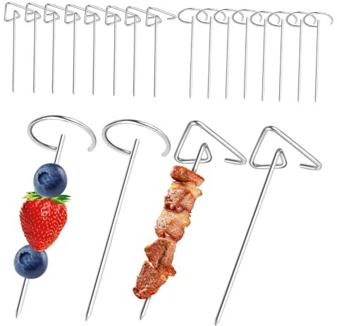 TINEASUR Robusti Spiedini in Acciaio Inox Per Barbecue 20 Pezzi Per Girare E Verdure Facili Da Pulire Per Riunioni Di Famiglia