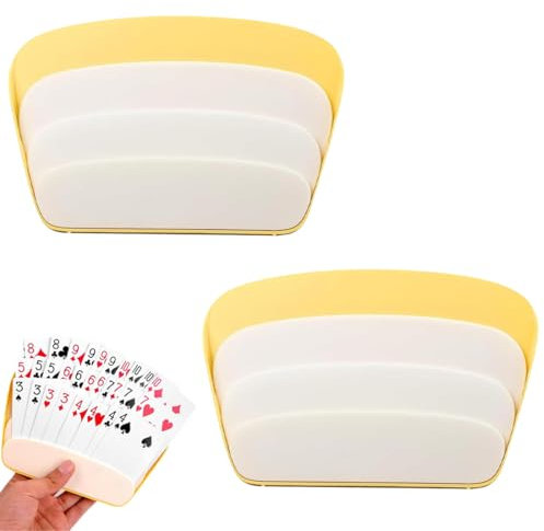 NHQZ 2 Stück Kartenhalter Kinder, Dreieckige Spielkartenhalter aus Kunststoff, Freisprech Kartenständer für Kartenspiele, Praktisches Zubehör für Kinder, Senioren und Erwachsene