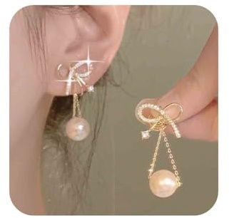 Aneneiceera Vintage Cz Bow Perlen Ohrringe Gold Perlen Ohrringe Kristall Schleife Ohrringe Cz Bowknot Ohrstecker Schmuck Für Frauen