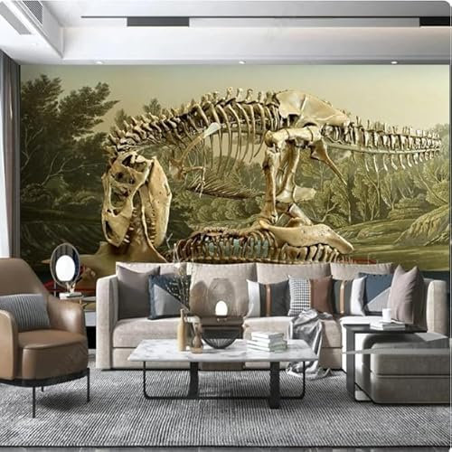 XLMING Retro Wald Dinosaurier Knochen Kunst 3D Tapeten Tapete Home Esszimmer Möbel Sofa Schlafzimmer Wohnzimmer TV Hintergrund-350cm×256cm