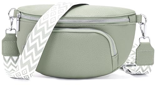 Rorimyth kleine bauchtasche damen Hellgrün umhängetasche damen klein Veganes Leder gürteltasche handtasche crossbody bag