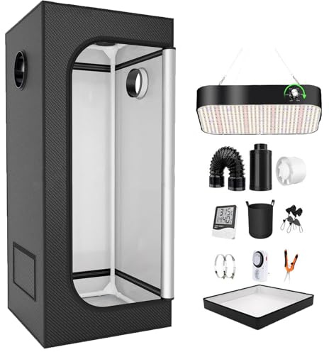Grow Tent Kit, Full Spectrum Indoor Grow Tent Complete,15.7 * 15.7 * 47.2inch'' Hydroponic Growing, with 200w Led Grow Light Full Spectrum with Timer and Hygrometer, with Observation Window