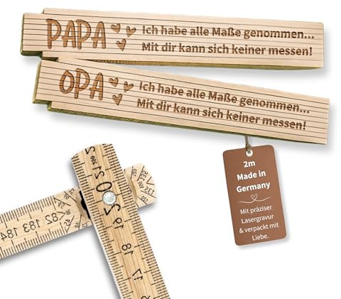 Happy Box - Zollstock personalisiert Holz mit präziser Gravur, Vatertagsgeschenk für Papa Geschenk, Opa Geschenk (Papa..wir haben..)