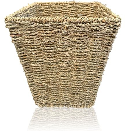ARPAN Waste Bin - Woven Waste Paper Basket for Bedroom, Kitchen, Bathroom or Office - Seagrass Trash Can - Versatile Wastebasket for Garbage and Rubbish (Square- CL-746)