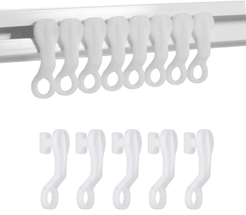 100 Pcs Curtain Track Gliders, Hooks Plastic White Fittings for Caravan Curtain Hooks, Rail Gliders for Home, Office Fits of Rails & Tracks