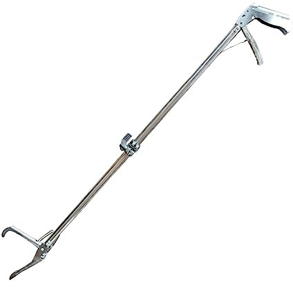 SOLUSTRE Thickened Anti-Slip Stainless Steel Crab Tong Lock Curved Tip Long Clip Multi-Function Snake EEL Loach Catching Tool for Outdoor Seafood Gathering