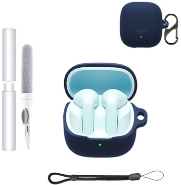 Silikon-Schutzhülle für Baseus BS1 Earbuds, wasserdicht, stoßfest, Kratzfest, abwaschbar, mit Reinigungsstift und Aufhängeclip,Blau