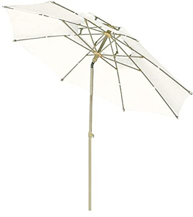 Parasol d'extérieur de 2,7 m avec mécanisme d'inclinaison, parasol de table de jardin en 5 couleurs, beige, 2,7 m, pare-soleil pour jardin, plage et terrasse, base non incluse