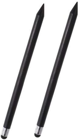 PERSELOSO 2pcs Black Capacitive Stylus Pen for Tablets and Paper round Side Design, Plastic Material, Suitable for Writing and Doodling, Versatile Use and Detailed Work