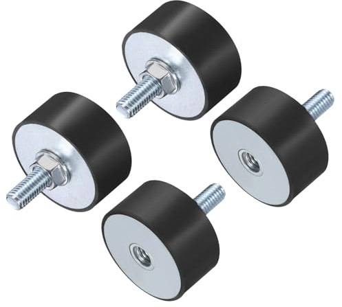 QUARKZMAN 4 Stück M8x23mm Gummi-Isolatoren Mit Gewindebolzen 40x20mm Männlich Weiblich Vibrationsdämpfer Verzinkte Zylindergewindehalterungen Mit 4 Stück M8 Kontermuttern