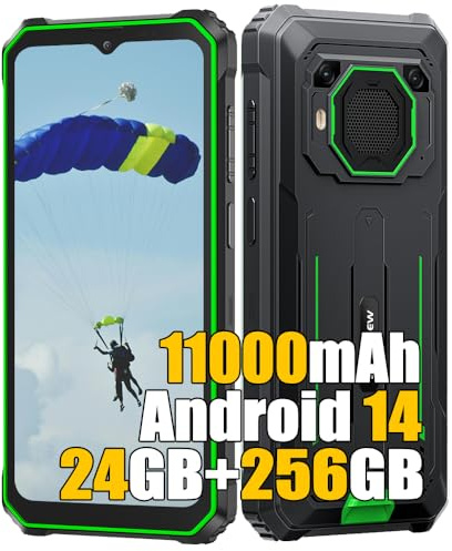 Blackview BV6200 Plus Telephone Portable Incassable, 24Go+256Go/2TB Android 14 Téléphone Débloqué 4G, 11000mAh, 16MP+13MP, 6.56 HD+ Smartphone Incassable Etanche, 4G LTE/GPS/NFC/OTG/FM, Vert