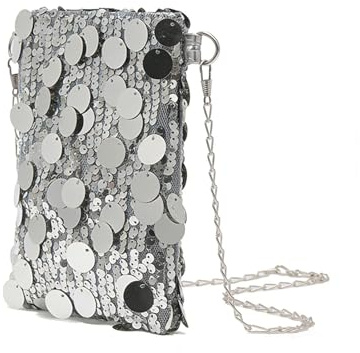 Sfwqoifou Glitzer Tasche Damen Pailletten Karneval Silber Umhängetasche Clutch Elegante Party Handtasche Glitzertasche Hochzeit Schultertaschen Bag