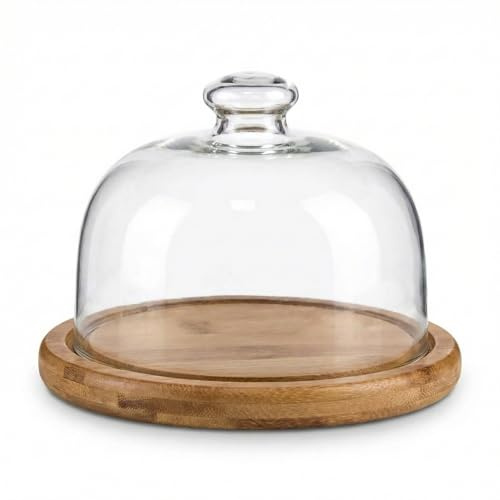 Paidiem Glass Dessert Dome with Base, Mini Decorative Cake Tray with Glass Dome Cover, 5.9 Cake Fruit Display Server Tray for Kitchen, Birthday, Wedding, Appetizer Dessert and Cheese Serving Platter