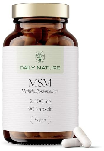 DAILY NATURE® Premium MSM hochdosiert | 2.400mg pro Tagesdosis | 90 Kapseln | mit reinem Methylsulfonylmethan, vegan, Nahrungsergänzungsmittel, hochwertige Inhaltsstoffe, glutenfrei & laktosefrei