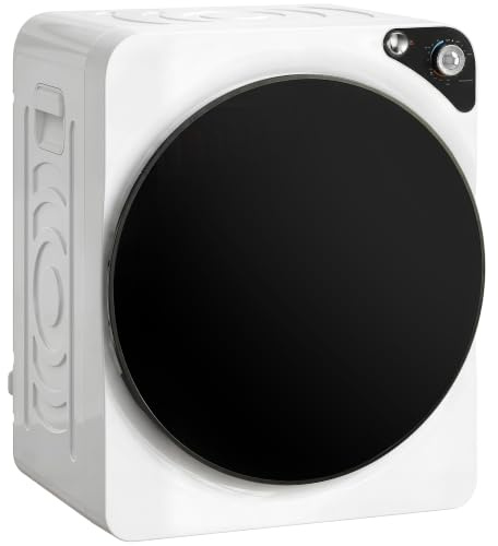 HOMCOM Secadora de Ropa 5 kg Secadora de Evacuación Compacta 1000W Blanco | 5 Programas, Temporizador, Función Esterilizar, Tambor de Acero Inoxidable, Apilable o para Piso