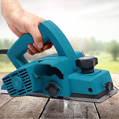 800W Electric Wood Planer Handheld Tool for Wood Surface Planing, Self-Locking Switch, Adjustable Cutting Depth for Smooth Planing