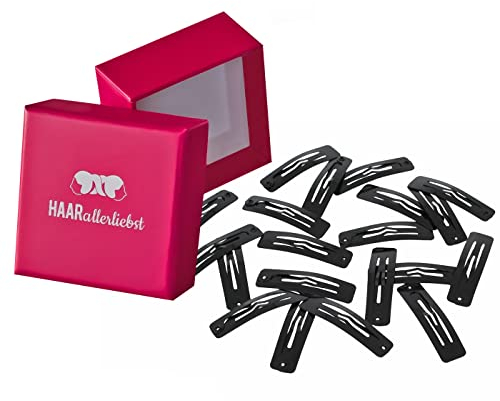 Haarallerliebst Haarspangen klein & rechteckig für Kinder & Damen – 20 Stück in Schwarz (3,9 cm) inkl. Aufbewahrungsbox pink – Ideal für dünnes & blondes Haar