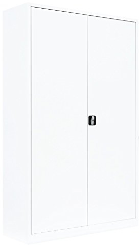 Flügeltürenschrank Aktenschrank weiß 195x120x60cm 530387 | komplett montiert, Metallschrank, abschließbar, Lagerschrank, 4 Fachböden