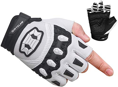 Seibertron Dirtclaw Fahrradhandschuhe Unisex BMX MX ATV MTB Straßenrennen Mountainbike Off-Road/Dirt Bike Gel-Polsterung und Rutschfester Handfläche Fingerlose Motorrad Motocross Sport Weiß L