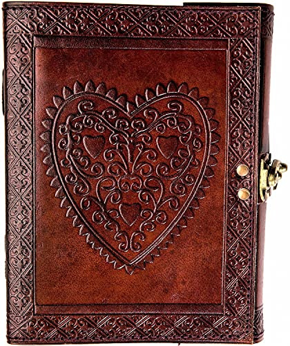 URBAN LEATHER Romantic Heart Embossed Handmade Leather Journal Drawing Sketchbook Writing Notebook Daily Diary Notepad