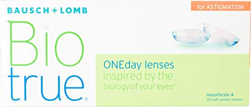 Bausch und Lomb Biotrue ONEday for Astigmatism Tageslinsen, torische Kontaktlinsen, weich, 30 Stück BC 8.4 mm/DIA 14.5 / CYL-2,25 / Achse 100 / +2,25 Dioptrien