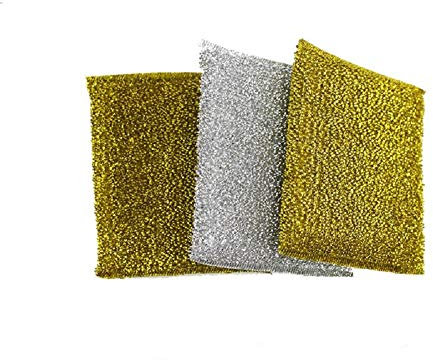 Shuiniba - Juego de 6 esponjas antiarañazos, esponja de limpieza, esponja de lavado de platos, esponja de cocina, esponja multiusos de alta resistencia, 3 piezas de plata y 3 piezas de oro