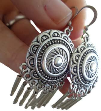 ๑ஐ••۞㊝ SILBER GLAS CHANDELIER GYPSY TRIBAL BOHO OHRRINGE ۞㊝••ஐ๑ lange Ohrringe mit langen Glas Stäben