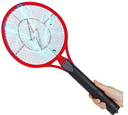 LEDLUX Racchetta Zanzare Elettrica Alimentazione con Pile Schiacciamosche Paletta Mosche Ammazza Zanzare
