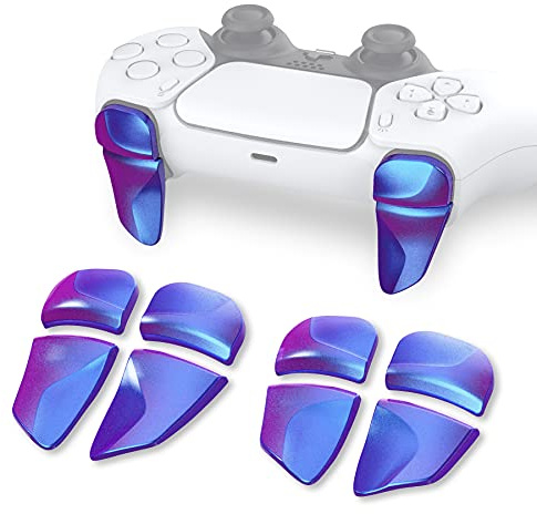 PlayVital Blade 2 Pairs Shoulder Buttons Extension Triggers for ps5 Controller, Game Improvement Adjusters for PS Portal Remote Player, Bumper Trigger Extenders for ps5 Edge - Chameleon Purple Blue