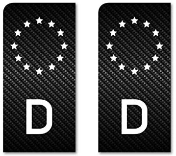 Aufkleber Motorrad Nummernschild Carbon 2X EU-Feld Kennzeichen Sticker Set Schwarz Waschstrassenfest UV-Beständig