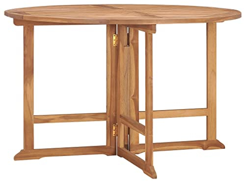 vidaXL Garten Esstisch Gartentisch Holztisch Terrassentisch Balkontisch Esszimmertisch Küchentisch Klapptisch Tisch Klappbar Ø110x75cm Massivholz Teak