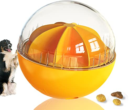 Intelligenzspielzeug für Hunde, Futterball für hunde, hundespielzeug unzerstörbar, Spielzeugball für Hunde, Haustier IQ Training Ball, Hund Puzzle Spielzeug, Snackball hund mit Spaß-sound (Orange)
