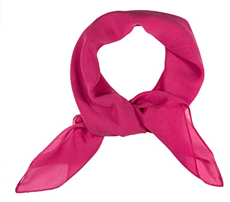 WESTEND CHOICE Square Chiffon Scarves Women Plain Neck Scarf 50s Retro lightweight Bandana Wrap Square women's scarves 65 x 65 cm (Fuchsia)