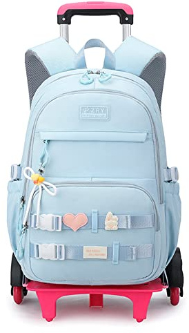 Girls Rolling Backpack Wheeled Backpack for Boys Trolley School Bags Kids Luggage Roller Backpack with 6 Wheels