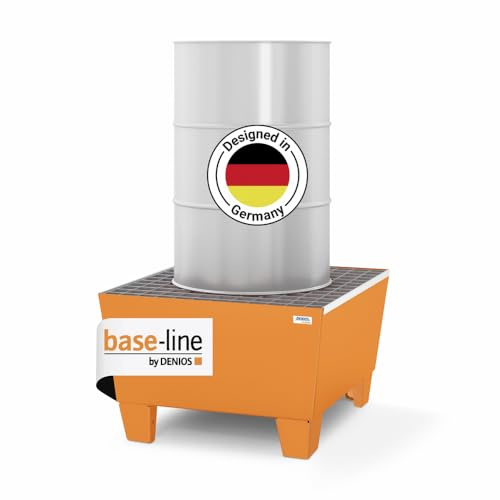 Auffangwanne base-line aus Stahl für 1 Fass, lackiert, unterfahrbar, m. Gitterrost, 885x815x473