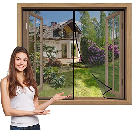 Insektenschutz Rollo FüR Fenster 100x165cm Schwarz Insektenschutz Fenster Fliegengitter Fenster Moskitonetz mit Klettband Kinderleichte Klebemontage Ohne Bohren für Fenster