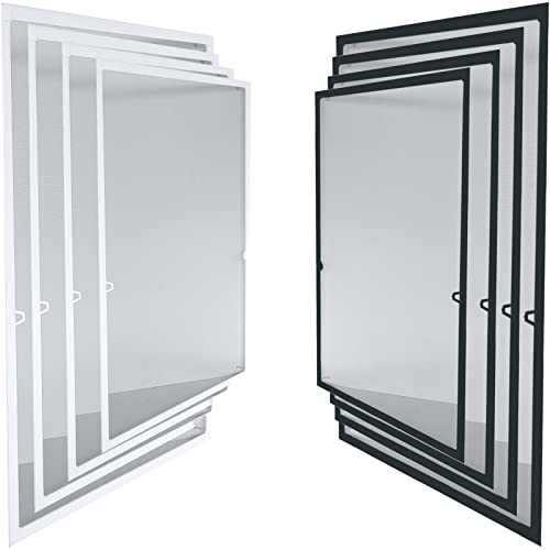 Grafner Fliegenschutzgitter für Fenster, mit Alurahmen, 110 x 130 cm, ohne Bohren oder Schrauben, individuell zuschneidbar, slim Fliegengitter Fliegenschutz Insektenschutz Moskitonetz Anthrazit