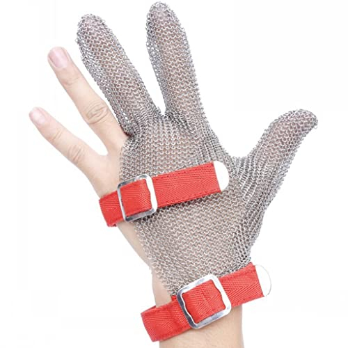 Schnittschutzhandschuhe aus Metall – rutschfest, Abriebfest, Chef, Metzger, Holzarbeiter, Schneider, Sicherheitsarbeit, Kettenhemd-Handschuhe (Größe: 1 Stück/XL)