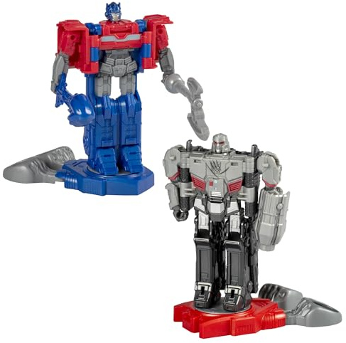 Transformers One Robot Battlers, Pack de 2 Figurines Optimus Prime et Megatron avec Bases de Combat, Accessoires de Bataille et Modes Convertibles, Jouets pour Enfants Dès 6 Ans