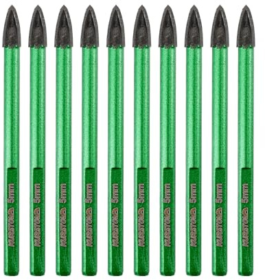 KURSTOL Masonry Drill Bits Set - 6mm*10 Tungsten Carbide Tip Tile Drill Bit for Porcelain Tile Concrete Brick Glass Wood Ceramic, Triangle Shank