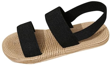 Sandalen Damen Espadrilles Plateau Keilabsatz Frauen Keilsandalen Sandaletten Sommer Schuhe Hausschuhe Pantoletten Sandalen Damen Kork-Fußbett Pantoletten Flach rutschfest Elegant