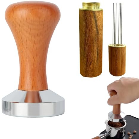 SXCCNW Tamper de café, prensador de café de acero inoxidable, con herramienta Wdt Tool acero inoxidable para cafés y amantes del café, herramienta barista, 88 x 51 mm