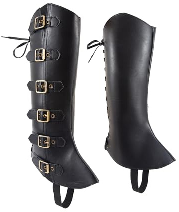 NUMJAW Medieval Boot Covers Men's Pirate Costume Boots Cover Renaissance Steampunk Shoes Cover,Viking Warrior Knight Armor Leg Gaiters Halloween Cosplay Pirate Accessories