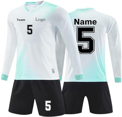 Benutzerdefiniert Trikot 24/25 Trikot für Kinder Personalisiert Trikot mit Namen Nummer Team und Logo Langarm T-Shirt Shorts and Socks Set für Erwachsene und Kinder