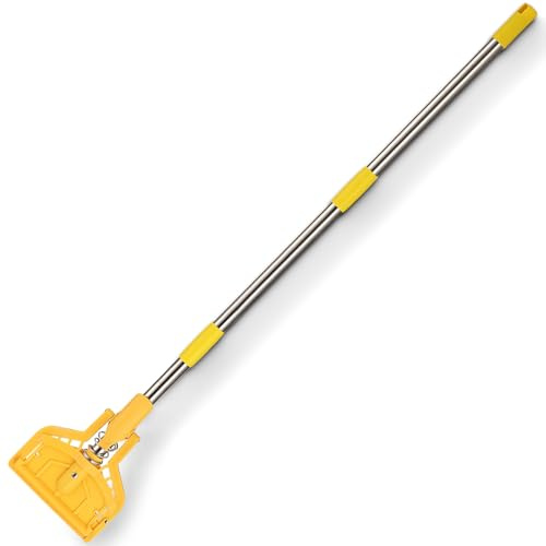 Balai à Franges Industriel Commercial avec poignée de 154,9 cm, serpillère Robuste pour Nettoyage de Sol, Balai Humide avec Longue poignée réglable en Acier Inoxydable pour la Maison, Le Garage, Le